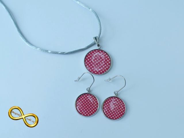 Náhrdelník RETRO s puntíky červený