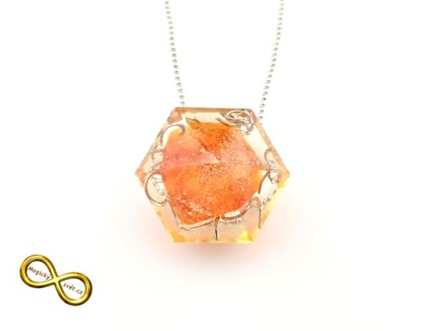 Náhrdelník "Resin" tvar diamant červený