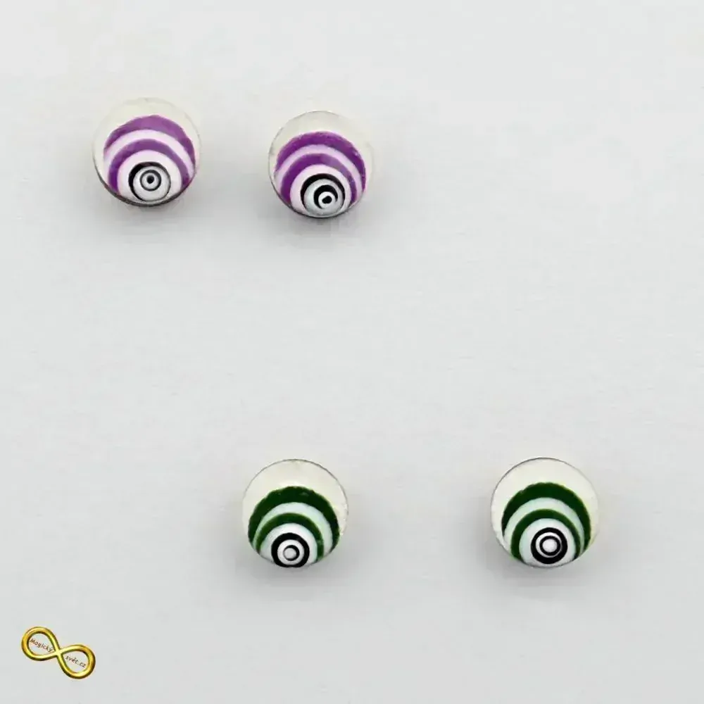 Náušnice dřevěné bílo-fialové