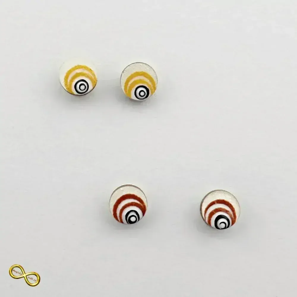 Náušnice dřevěné bílo-hnědé