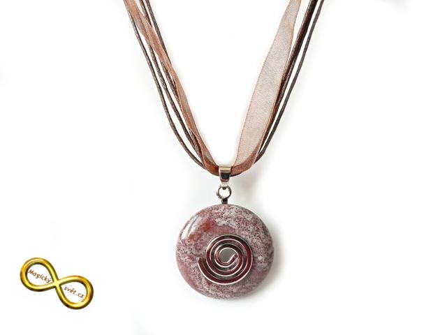 Náhrdelník s malým jaspisovým donutem a spirálou II.