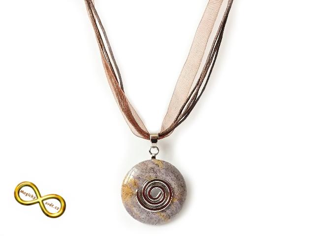 Náhrdelník s malým jaspisovým donutem a spirálou