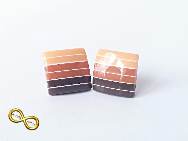 Náušnice proužky hnědé - 4 velikosti