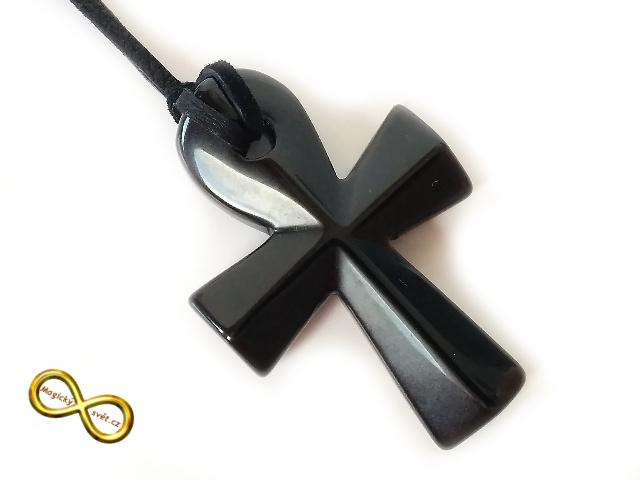Náhrdelník s egyptským křížem Ankh z Onyxu