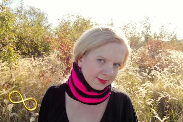 Nákrčník tunel černo-neonový růžový