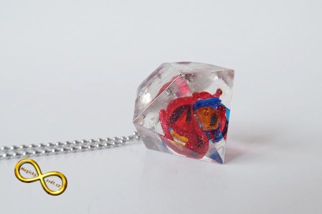 Náhrdelník "Resin" tvar diamant barevný