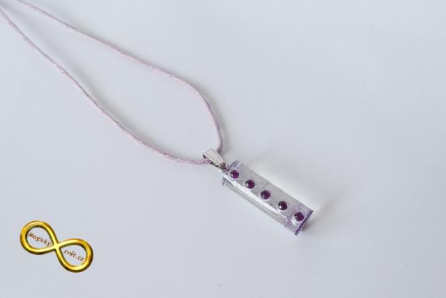 Náhrdelník "Resin" tvar válec fialový s šatony