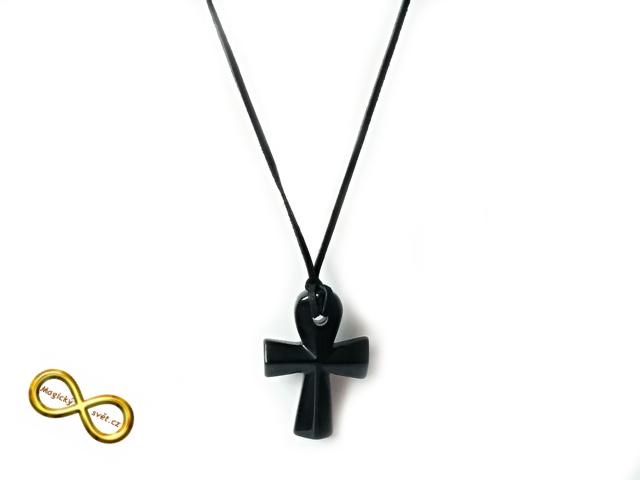 Náhrdelník s egyptským křížem Ankh z Onyxu