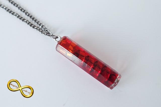 Náhrdelník "Resin" tvar šestiúhelník červený se spirálou