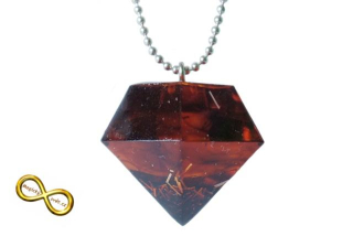 Náhrdelník "Resin" tvar diamant hnědý