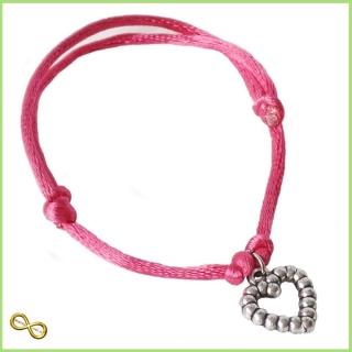 Náramek růžový se srdíčkem