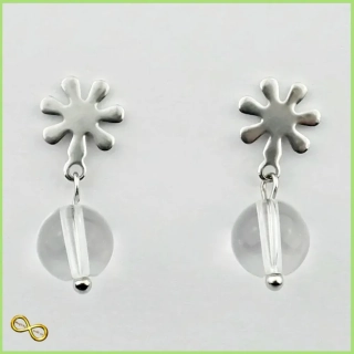 Náušnice květina s Křišťálem