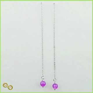 Náušnice visací s růžovými korálkami