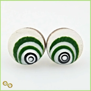 Náušnice dřevěné bílo-zelené
