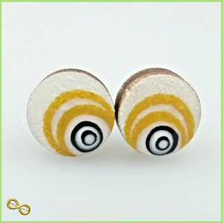 Náušnice dřevěné bílo-žluté