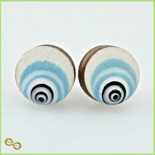 Náušnice dřevěné bílo-modré