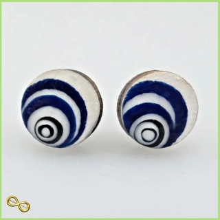 Náušnice dřevěné bílo-modré